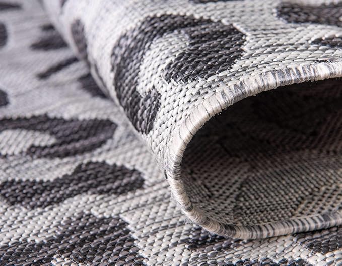 Unique Loom Outdoor Safari Collection Area Rug - Leopard (7' 1" x 10' Rectangle, Light Gray/ Gray)
