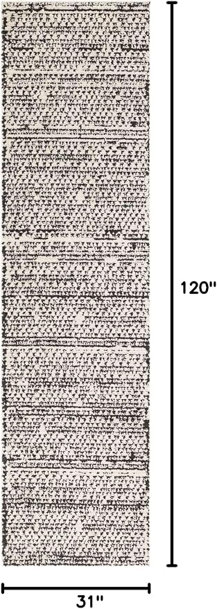 Unique Loom Morocco Collection Abstract Border, Diamond, Bohemian Area Rug (2' 7 x 10' 0 Runner, Ivory/Black)