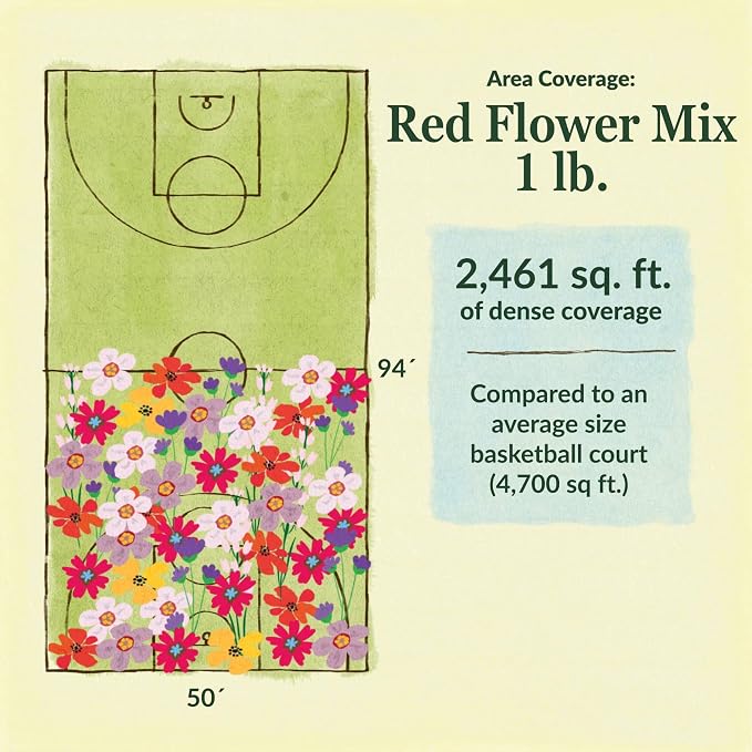 Ferry-Morse Flower Seeds - Red Wildflower Mix, Non-GMO, Full Sun, Wild Flowers - 1 lb