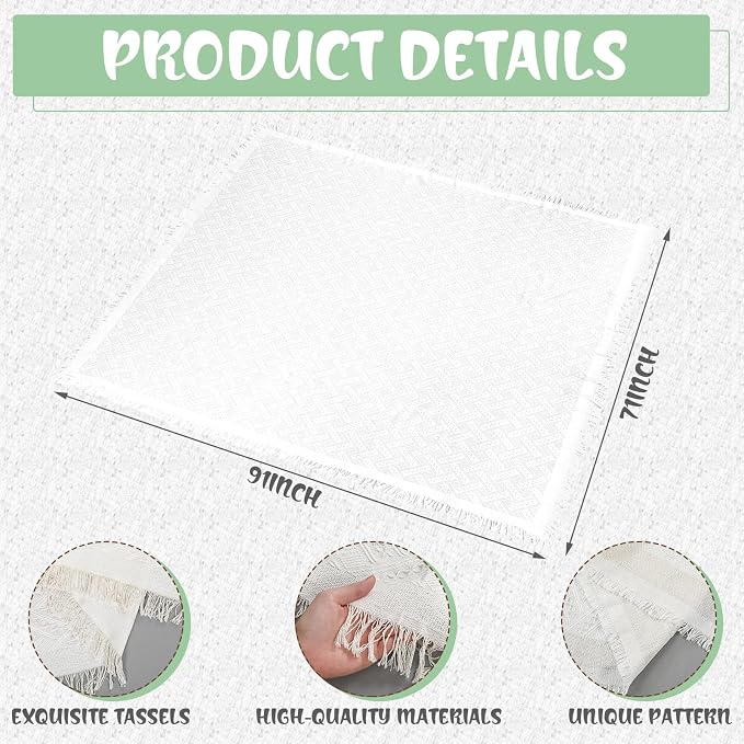 Beeveer 8 Pcs Sage Green Picnic Kit Extra Large Outdoor Boho Picnic Blanket 91x71'', Low Table Runner, 6 Throw Pillow Covers, Woven Cotton Yarn Oversize Washable Beach Blanket for Camp Wedding Garden