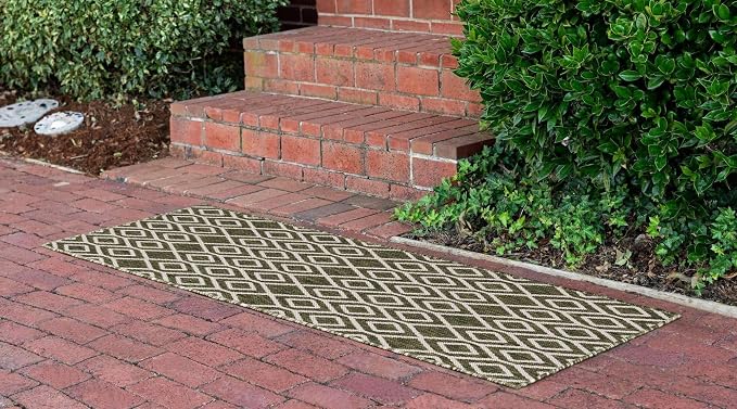 Jill Zarin Outdoor Collection Area Rug - Turks and Caicos (2' x 6' Runner Green/Ivory)