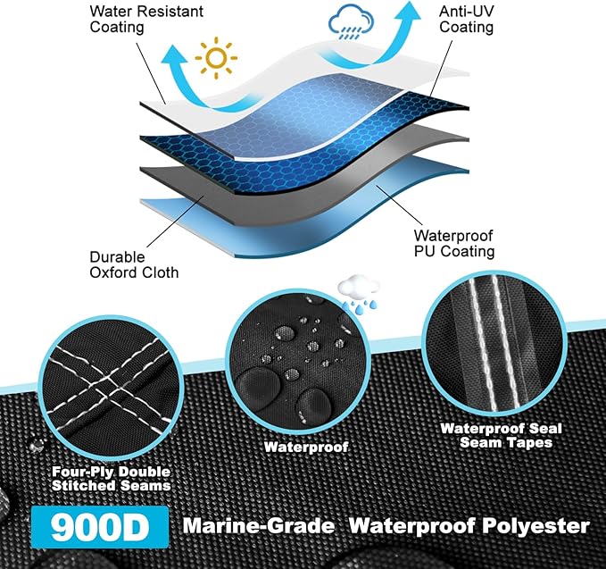 Snow Blower Cover, Waterproof Heavy Duty 900D Snowblower Cover, Windproof, Sunproof with Air Vent, Fit Most Single-Stage or Two Stage Snow Blower, Black