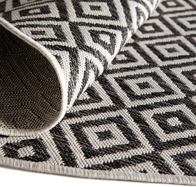 Unique Loom Outdoor Collection Area Rug - Costa Rica (7' 10' x 10' Oval, Charcoal Gray/ Ivory)