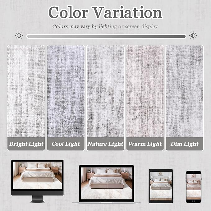 Tosuoka Washable Rug 8x10 Area Rugs for Living Room, Gray Abstract Soft | Bedroom Rug, Grey, Non-Slip, Low-Pile, Modern, Large, Indoor Carpet for Nursery Dining Room Office Home