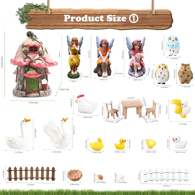 180Pcs Miniatures Fairy Garden Accessories, Mini Fairy Garden Kit, Fairy Figurines House Outdoor Decor Resin, Valentines Gift