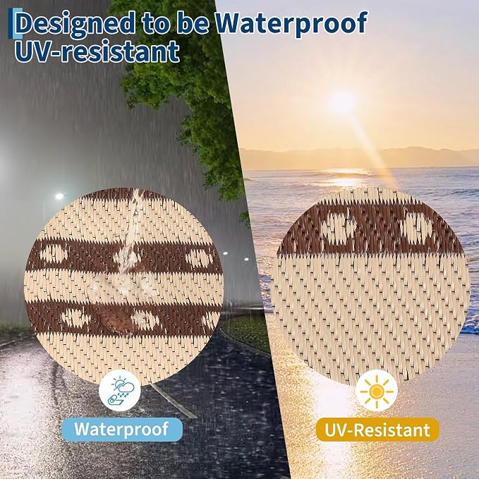IDEALHOUSE Waterproof Outdoor Rug 8x10 for Patio, Reversible Modern Area Rug, Large Plastic Straw Mat for Camping, RV, Porch, Backyard, Deck, Picnic, Beach, Brown & Beige