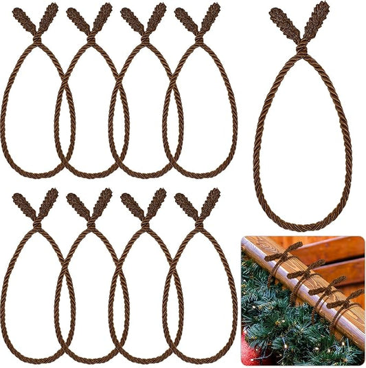 Zhengmy 8 Pcs 20 Inches Christmas Garland Ties Christmas Decorative Twist Ties for Banister Reusable and Flexible Twist for Xmas Home Decorations Holiday Craft Wrapping (Brown)