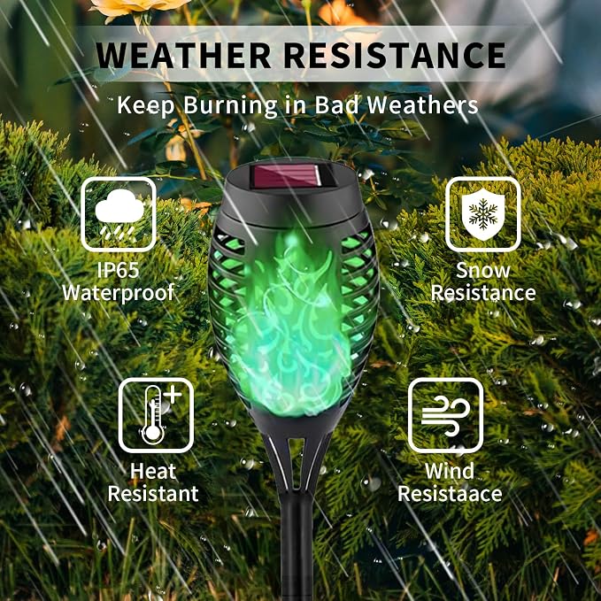 Swingers Solar Lights Outdoor,Halloween Solar Torch Lights with Flickering Flame,Waterproof Outdoor Garden Lights for Outside Patio Pathway Yard Decorations(8, Green)