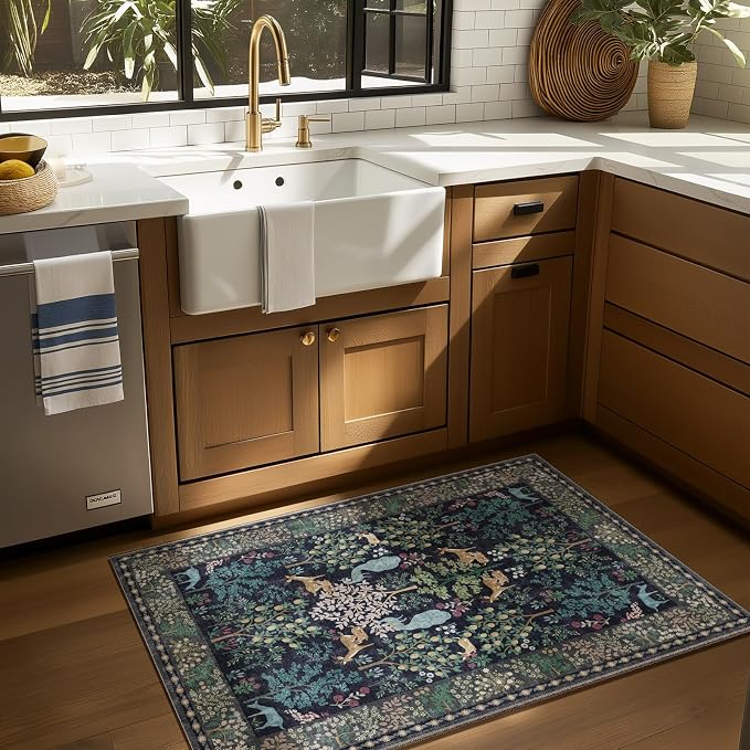 2x3 Washable Throw Rugs for Entryway: Door Mat Indoor Entrance Small Area Rug Non-Slip Low Pile Soft Kitchen Rug for Front Door Indoor Entrance Entry Kids Room Bedside