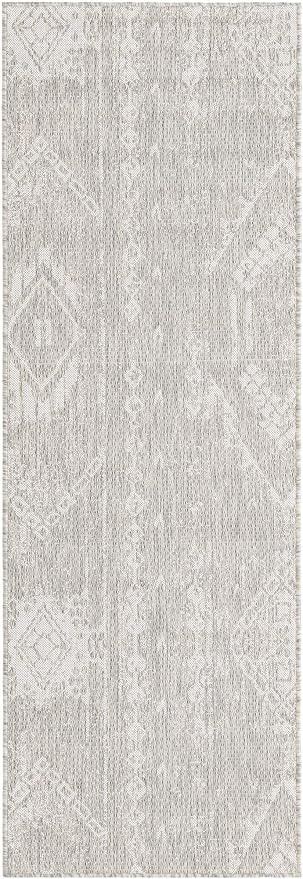 Unique Loom Outdoor Bohemian Collection Area Rug - Anthro (2' 7" x 8' Runner, Gray/ Ivory)