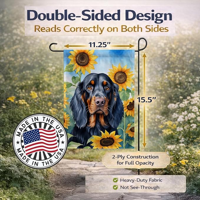 Caroline's Treasures DAC6090GF Gordon Setter in Sunflowers Garden Flag Mailbox Flag Decorative Yard Flag Banner Outside Patio Artwork Yard Flower Beds, Garden Size, Multicolor