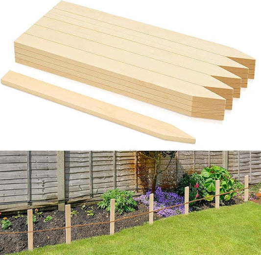 Colingmill 48 Pieces Wooden Garden Stakes 18 Inch Grade and Survey Stakes Wooden Garden and Sign Posts for Plant Support Silt Fence Yard Farm Survey Boundaries Baselines