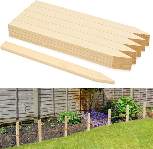Colingmill 20 Pieces Wooden Garden Stakes 18 Inch Grade and Survey Stakes Wooden Garden and Sign Posts for Plant Support Silt Fence Yard Farm Survey Boundaries Baselines