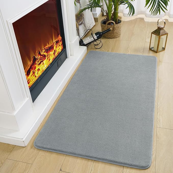 Amearea Modern Washable Runner Rugs, 2x4 Feet Grey Bedroom Runner Rug | Small Area Rugs for Bedroom Living Room, Non Slip Memory Foam Rug for Hallway Entryway Kids Boys Girls Room Laundry Room