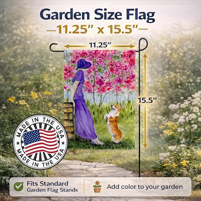 Caroline's Treasures SS8616GF Corgi Garden Flag Mailbox Flag Decorative Yard Flag Banner Outside Patio Artwork Yard Flower Beds, Garden Size, Multicolor