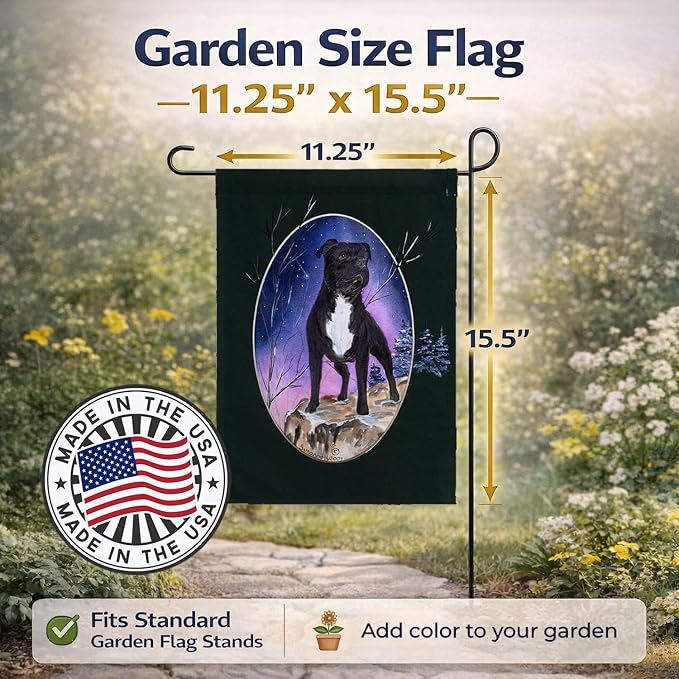 Caroline's Treasures SS8072GF Staffie Garden Flag Mailbox Flag Decorative Yard Flag Banner Outside Patio Artwork Yard Flower Beds, Garden Size, Multicolor