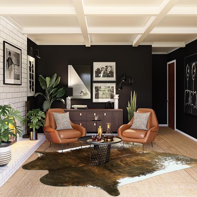 AROGAN 8x10 Faux Cowhide Rug, Cow Print Large Animal Hide Rug Saddle Brown | Premium Cow Hide Carpet, Western Rug for Bedroom Living Room Decor, Durable Faux Cow Skin Cowhide Area Rug