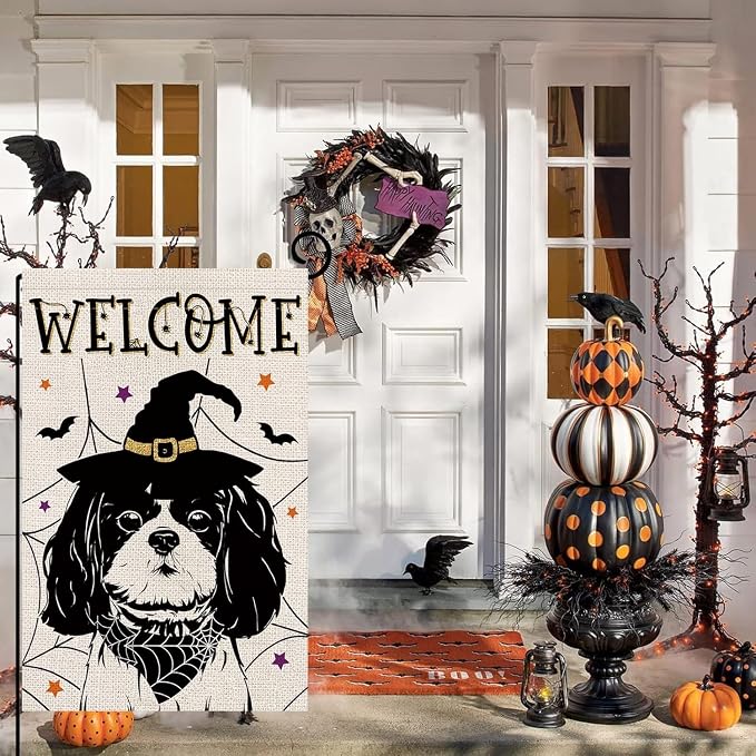 Seasonal Garden Flags Shih Tzu Double Sided Flags Set of 11 Holiday Farmhouse Indoor Outdoor Yard Lawn Chrismtas Gifts Decorations 12.5x18 Inch