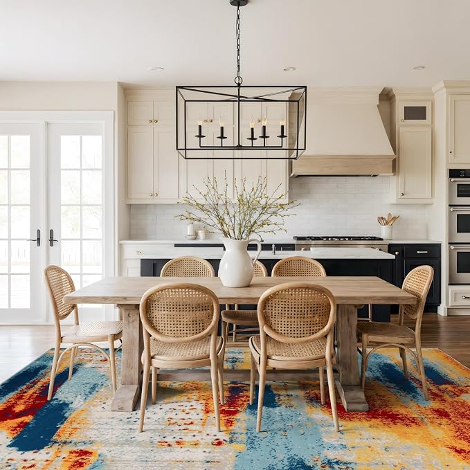 Rugshop Novel Abstract Fade-Resistant Area Rug Multi 10' x 14' | Stain Resistant,Bedroom, Dining Room, Home Office, Kitchen, Entryway, Hallway, Nursery, Kids Room, Guest Room