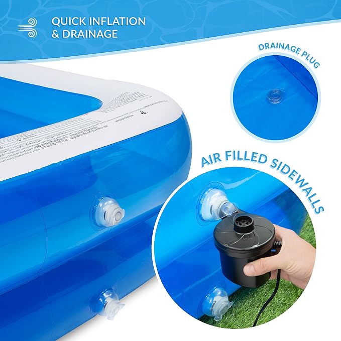 Benross 83410 Inflatable Family Paddling & Swimming Pool/Easy Setup & Drainage / 1075 Litre Capacity/Durable Air-Filled Sidewalls/Simple Safe Filtration/Blue Colour