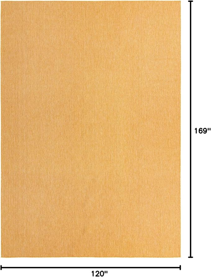 Unique Loom Collection Casual Transitional Solid Heathered Indoor/Outdoor Flatweave Area Rug (10' x 14' 1" Rectangle, Corn Harvest Yellow)