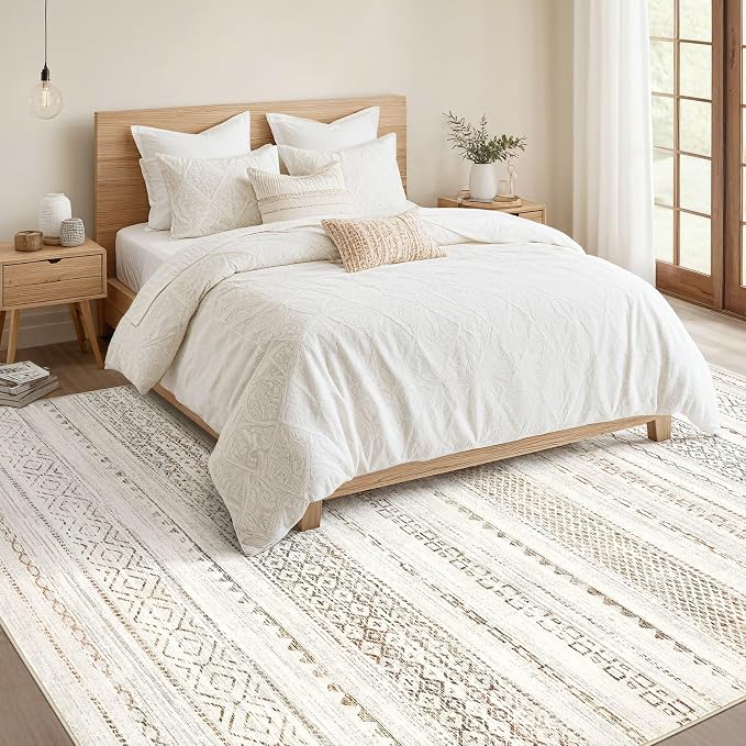Nakagishi 10x14 Area Rugs Living Room: Washable Boho Large Neutral Modern Soft Stain Resistant Farmhouse Indoor Floor Rug Non-Slip Carpet for Bedroom Nursery Kids Playroom Office Dining Room- Colorful