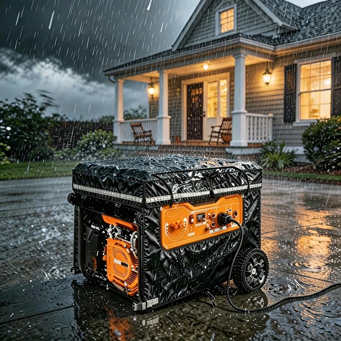 Heavy Duty Generator Cover, 32''Lx24''Wx24''H Generator Cover with Double-Layer Fabric, Side Access to Control Panel, Top Access to Add Fuel, All-weather Protective for Most 5500-15000 Watt Generators