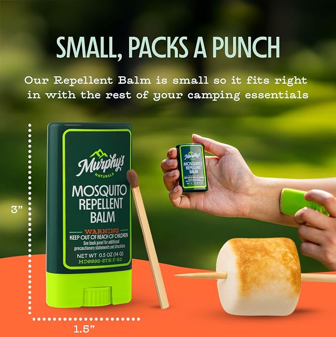 Murphy's Naturals Mosquito Repellent Balm Stick, Plant-Based Ingredients, Travel-Pocket Size, 0.5oz Each, 6-Pack