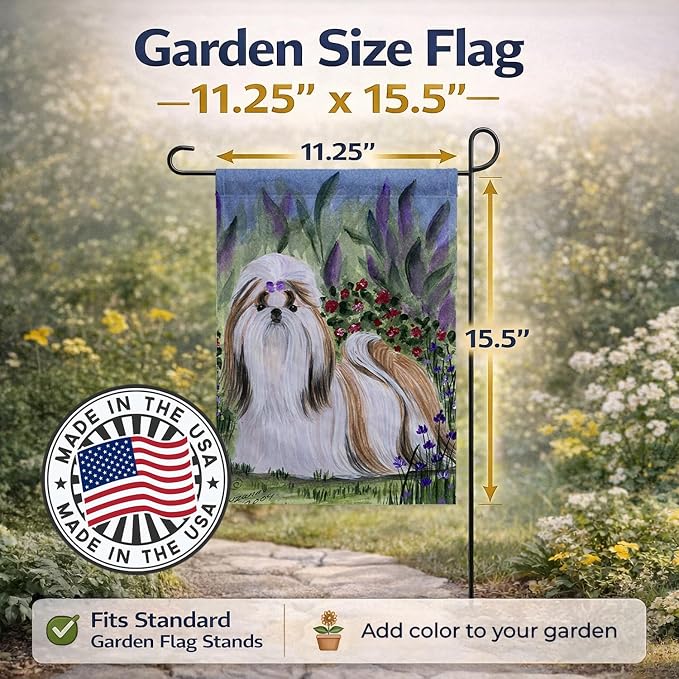 Caroline's Treasures SS8034GF Shih Tzu Garden Flag Mailbox Flag Decorative Yard Flag Banner Outside Patio Artwork Yard Flower Beds, Garden Size, Multicolor
