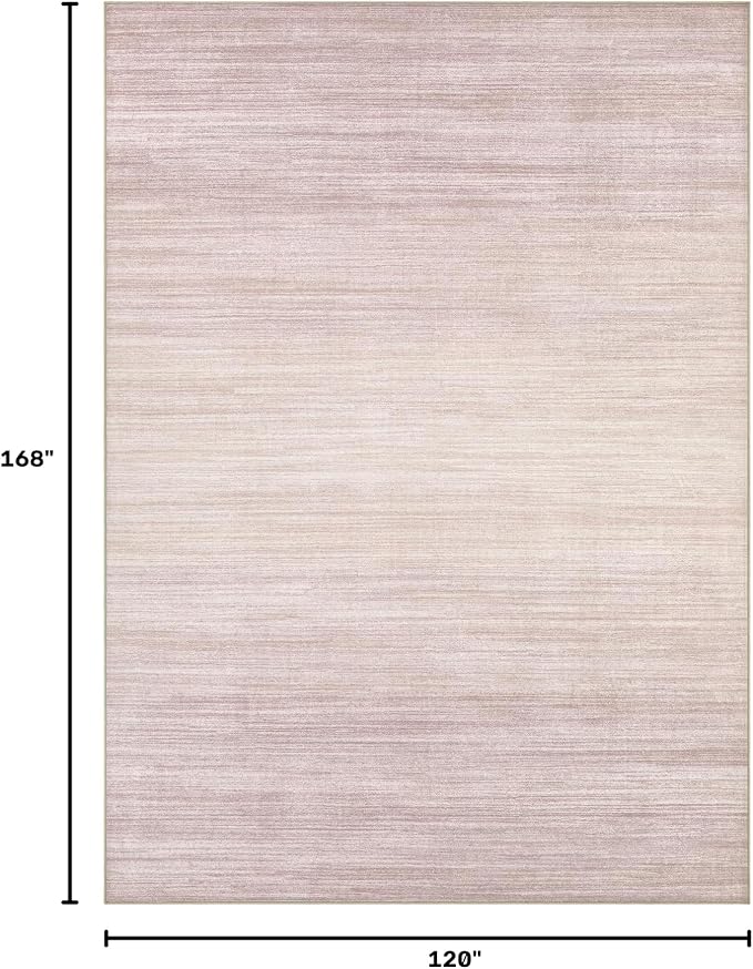 UERMEI 10x14 Washable Area Rug - Neutral Modern Abstract Living Room Rugs, Non-Slip Soft Large Indoor Floor Carpet for Bedroom Home Office & Under Dining Table Decor, Soft Pink