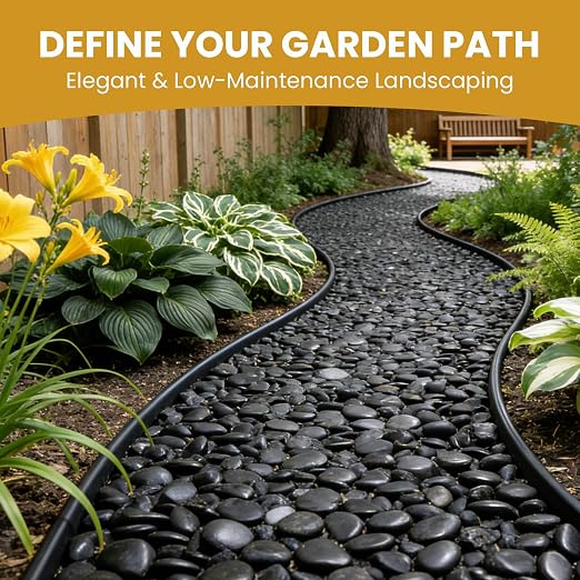 1-2 Inch Black River Rocks, 6LB Polished Natural Decorative Pebbles for Indoor Plants, Planters, Vase Fillers, Fish Tank Rocks, Aquarium Decor, Garden Landscaping & Outdoor DIY