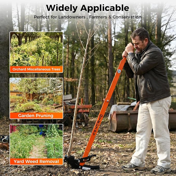 Heavy-Duty Sapling Puller Tool, High-Leverage Tree Puller for 1/4" to 2" Roots, Manual Root Remover for Shrubs, Vines and Thorns, Effort-Saving Weed Puller for Garden, Farm and Landscaping
