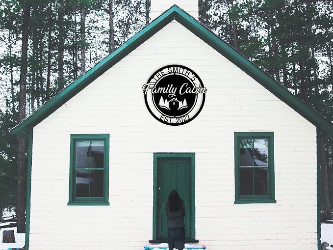 Personalized Family Cabin Sign Custom Metal Wall Decor, Last Name Monogram Sign with Established Year, Rustic Farmhouse Outdoor Decoration, Family Name Cabin Decor for Porch Yard Patio, Wedding Gift, Housewarming Gift