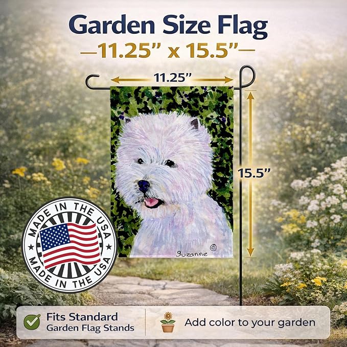Caroline's Treasures SS8818GF Westie Garden Flag Mailbox Flag Decorative Yard Flag Banner Outside Patio Artwork Yard Flower Beds, Garden Size, Multicolor