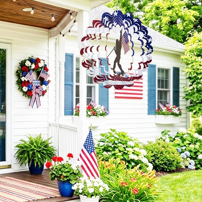 Dad Gifts for Fathers Day,Big Foot Sasquatch Gifts Wind Spinners, 4th of July Decorations Outdoor, American Flag Patriotic Yard Decor, Bigfoot Gifts for Men, Unique Garden Spinner