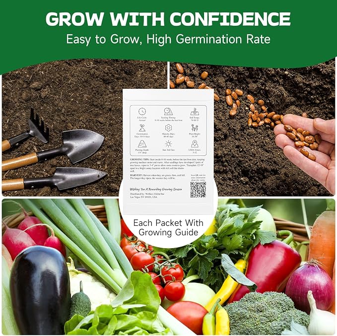 Groundio 40,000+ Heirloom Seeds Kit, 37 Vegetable Seeds Individual Pack - Non GMO for Planting Vegetables, Fruit and Herbs, Outdoor Garden Seeds for Indoor & Outdoor Garden Planting