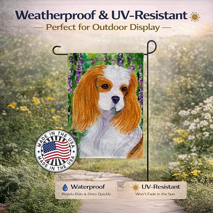 Caroline's Treasures SS1006GF Cavalier Spaniel Garden Flag Mailbox Flag Decorative Yard Flag Banner Outside Patio Artwork Yard Flower Beds, Garden Size, Multicolor