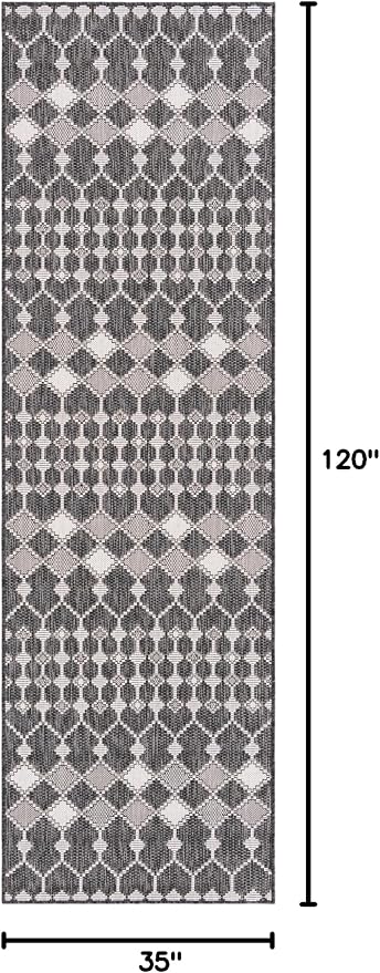 Unique Loom Outdoor Trellis Collection Area Rug - Traliccio (2' 11" x 10' Runner, Charcoal/ Ivory)