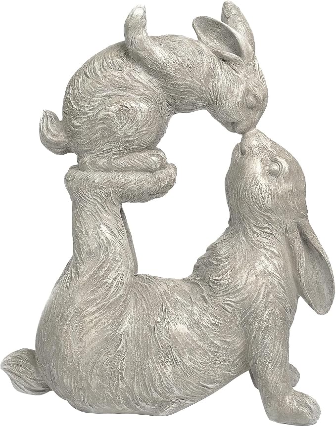 Newman House Studio Garden Statues Kissing Bunny Sulpture - Garden Décor Rabbit Collectible Figurines Yard Decorations Outdoor 11.8" L x 4.8" W x 14.6" H