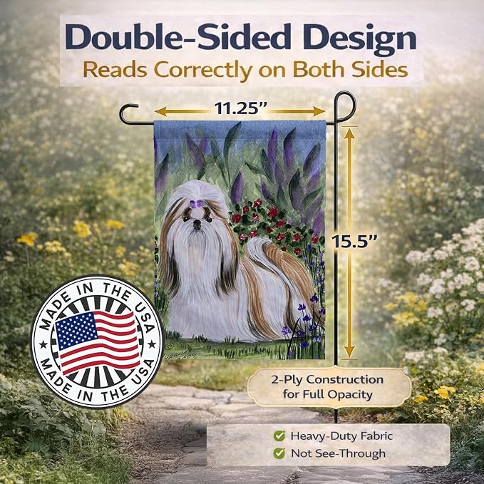Caroline's Treasures SS8034GF Shih Tzu Garden Flag Mailbox Flag Decorative Yard Flag Banner Outside Patio Artwork Yard Flower Beds, Garden Size, Multicolor