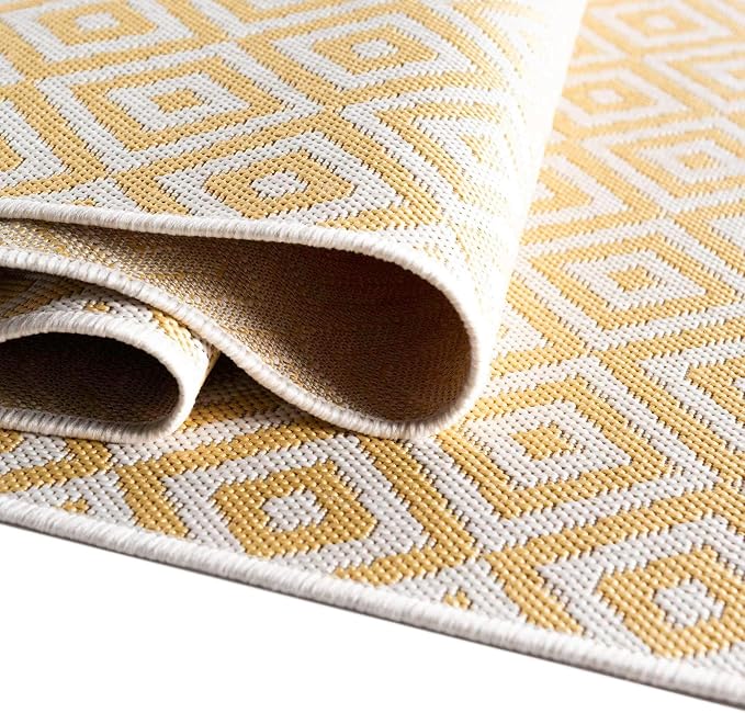 Unique Loom Jill Zarin Outdoor Collection Area Rug - Costa Rica (7' 10'' x 10' Rectangle, Yellow Ivory/ Ivory)