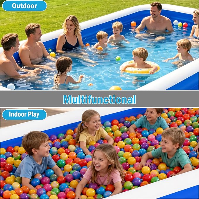 Extra Large Inflatable Swimming Pool for Adults - 180'' x 76'' x 22'' Extra Large Blow-Up Pool Oversized Thickened Family with Pump, 15FT Extra Long Inflatable Pools for Backyard, Easy Set Big Pool