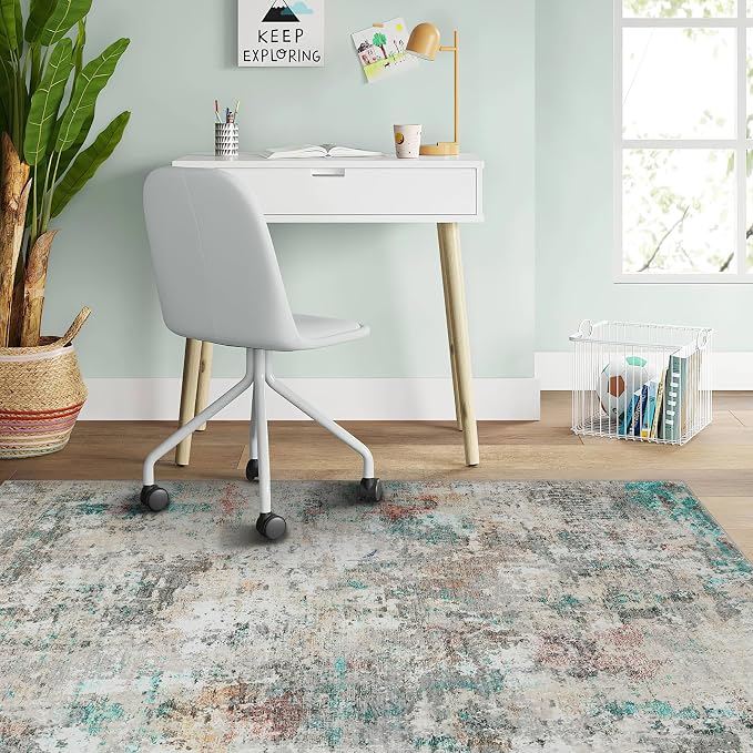 ROYHOME Modern Abstract 2x3 Area Rug Non Slip, Colorful | Non Shedding Low Pile Stain Resistant Rug for Entryway Kitchen Bedroom