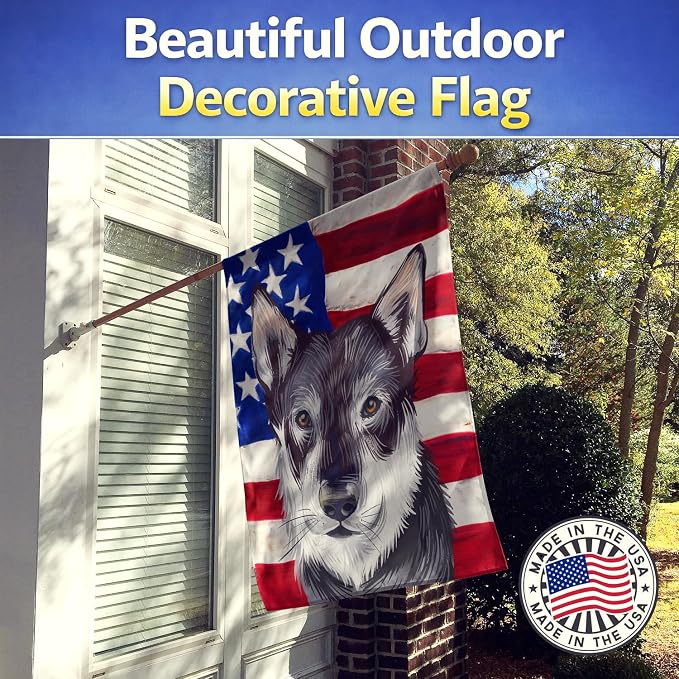 Caroline's Treasures CK6579CHF Jamthund American Flag House Flag Large Porch Sleeve Pole Decorative Outside Yard Banner Artwork Wall Hanging, Polyester, House Size, Multicolor