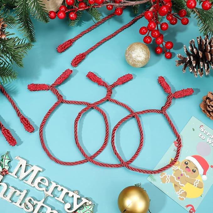 Zhengmy 32 Pcs 20 Inches Christmas Garland Ties Christmas Decorative Twist Ties for Banister Reusable and Flexible Twist for Xmas Home Decorations Holiday Craft Wrapping (Red)