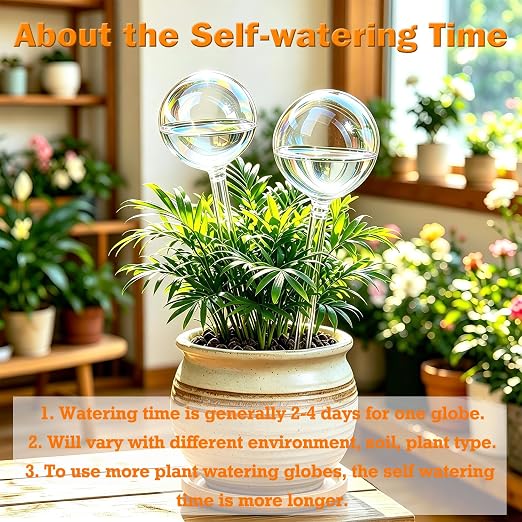Plant Self Watering Device, Large Glass Plant Watering Globe, Self Watering Planter Insert for Indoor Outdoor Pot Plant, Home Garden Patio Hanging Plant Waterer, Auto Irrigation Dripper for Houseplant