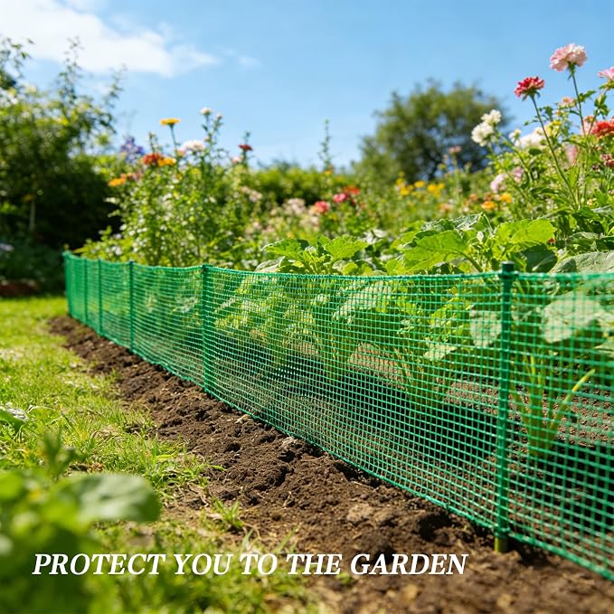 Garden Fence Temporary Fence, 4'x65' with 50 Zip Ties, Plastic Fencing Safety Fence Snow Fence, Construction Fencing for Yard, Deer, Pet, Rabbits, Chicken, Dogs, Animal Barrier, Green