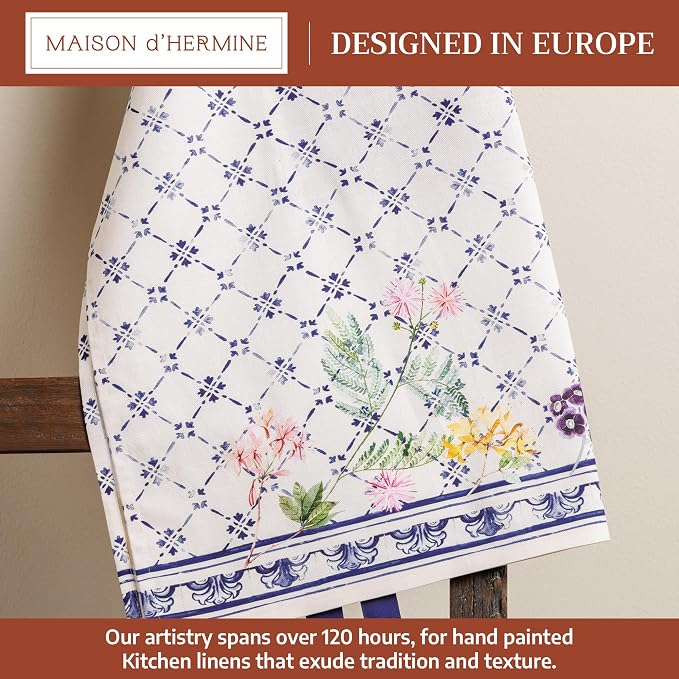 Maison d' Hermine Aprons for women with Pocket 100% Cotton (27.50"x31.50") | Adjustable Neck Strap & long ties Apron Men Chef Wedding Cooking Gardening Server Maid