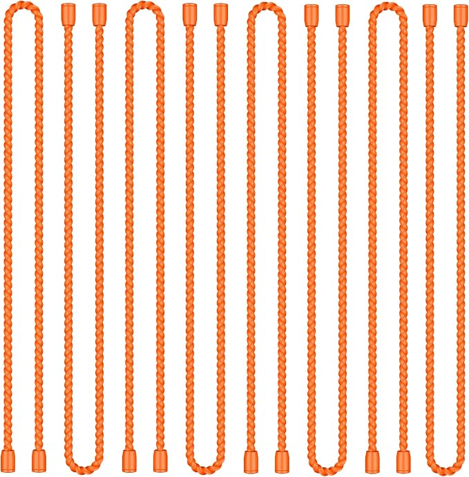 8PCS 18-Inch Silicone Cable Ties, Bendable Rubber Twist Ties, Reusable Twist Ties for Cords, gear ties for Organizing, Bundling (Orange)
