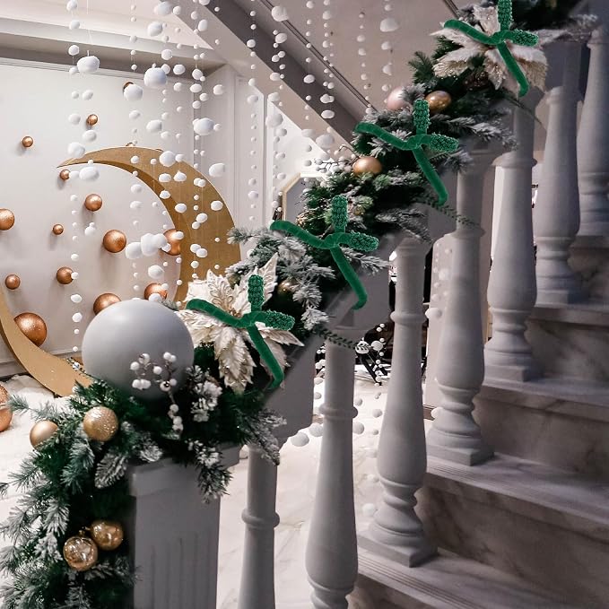 Zhengmy 24 Pcs 20'' 25'' 30'' Christmas Velvet Garland Ties Christmas Decorative Twist Ties for Banister Reusable and Flexible Wreath Twist for Xmas Home Decorations Holiday Craft Wrapping (Green)